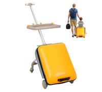 Rodiuiu Portable Kids Ride-on Luggage with Spinner Wheels, Rolling Travel Suitcase with Children Seat, 20-Inch Hardshell Carry-On Trolley Luggage Yellow 20Inch
