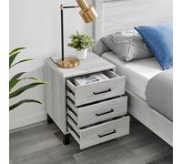 Rodley - 3 Drawer Bedside Table - Grey Oak - Wooden - Happy Beds