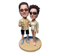 RODMAIE Custom Bobbleheads, Personalized Wedding Gifts for Couple, Wedding for Couple, Unique Valentine's Day Present,Celebrating Couples on Vacation with Wine Glasses