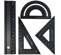 RODMAIE Metal Architects Scale Ruler Set 4 PCS Technical Drawing set, Math Geometry Tool, Protractor, Triangular, Architect Ruler Set for Student Back to School (Black)