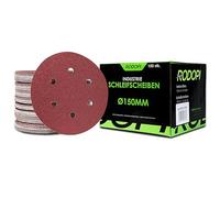 RODOPI RedDevil Sandpaper 150 mm Sanding Discs Grit 40-320 Sanding Pads for Random Orbital Sanders 6 Holes Disc Zirconia Corundum - Pack of 50 Mix