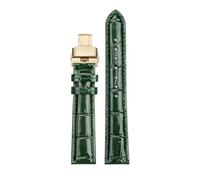 Rodsah 14mm - 22mm Green Leather Watch Strap Deployment Clasp Bracelet Watchband with Tools,22mm-Width