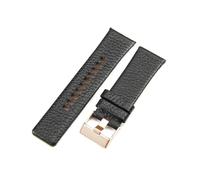 Rodsah Brown Black White Leather Litchi Pattern Watch Band 22mm - 30mm Men's Watch Replacement Accessories,27mm