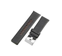 Rodsah Brown Black White Leather Litchi Pattern Watch Band 22mm - 30mm Men's Watch Replacement Accessories,22mm