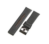Rodsah Brown Black White Leather Litchi Pattern Watch Band 22mm - 30mm Men's Watch Replacement Accessories,26mm