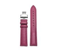Rodsah Leather Watch Band 13mm - 24mm Litchi Pattern Texture Folding Buckle Strap Men's and Women's Watch Accessories,22mm