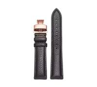 Rodsah Leather Watch Band 13mm - 24mm Litchi Pattern Texture Folding Buckle Strap Men's and Women's Watch Accessories,22mm