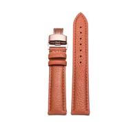 Rodsah Leather Watch Band 13mm - 24mm Litchi Pattern Texture Folding Buckle Strap Men's and Women's Watch Accessories,22mm