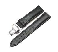 Rodsah Leather Watch Band 13mm - 24mm Litchi Pattern Texture Folding Buckle Strap Men's and Women's Watch Accessories,22mm