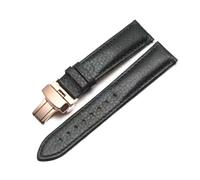 Rodsah Leather Watch Band 13mm - 24mm Litchi Pattern Texture Folding Buckle Strap Men's and Women's Watch Accessories,22mm
