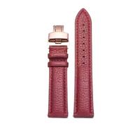 Rodsah Leather Watch Band 13mm - 24mm Litchi Pattern Texture Folding Buckle Strap Men's and Women's Watch Accessories,22mm