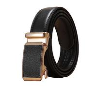 Rodsah Unisex 3cm Leather Belt with Adjustable Automatic Buckle, Versatile Waistband,Black,115cm