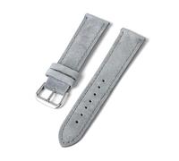Rodsah Vintage Suede Leather Watch Strap 18mm - 24mm Handmade Watchband Universal Replacement Wristband,Grey,18mm - Steel Color Buckle