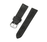Rodsah Vintage Suede Leather Watch Strap 18mm - 24mm Handmade Watchband Universal Replacement Wristband,Black,19mm - Steel Color Buckle