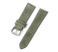 Rodsah Vintage Suede Leather Watch Strap 18mm - 24mm Handmade Watchband Universal Replacement Wristband,Green,18mm - Gold Buckle