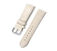 Rodsah Vintage Suede Leather Watch Strap 18mm - 24mm Handmade Watchband Universal Replacement Wristband,Beige,18mm - Steel Color Buckle