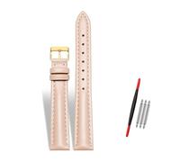 Rodsah Women's Leather Watch Band 10-22mm Adjustable, Genuine Leather Replacement Watch Strap with Pin Buckle,Pink-Gold Buckle,14mm