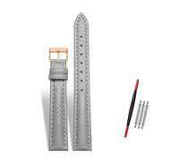 Rodsah Women's Leather Watch Band 10-22mm Adjustable, Genuine Leather Replacement Watch Strap with Pin Buckle,Grey-Rose Gold Buckle,16mm