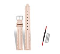 Rodsah Women's Leather Watch Band 10-22mm Adjustable, Genuine Leather Replacement Watch Strap with Pin Buckle,Pink-Silver Buckle,14mm
