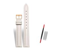 Rodsah Women's Leather Watch Band 10-22mm Adjustable, Genuine Leather Replacement Watch Strap with Pin Buckle,Beige-Rose Gold Buckle,16mm