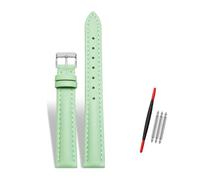 Rodsah Women's Leather Watch Band 10-22mm Adjustable, Genuine Leather Replacement Watch Strap with Pin Buckle,Light Green-Silver Buckle,14mm