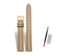 Rodsah Women's Leather Watch Band 10-22mm Adjustable, Genuine Leather Replacement Watch Strap with Pin Buckle,Light Brown-Gold Buckle,16mm