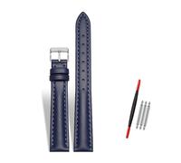 Rodsah Women's Leather Watch Band 10-22mm Adjustable, Genuine Leather Replacement Watch Strap with Pin Buckle,Dark Blue-Silver Buckle,13mm