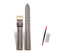 Rodsah Women's Leather Watch Band 10-22mm Adjustable, Genuine Leather Replacement Watch Strap with Pin Buckle,Dark Gray-Rose Gold Buckle,12mm