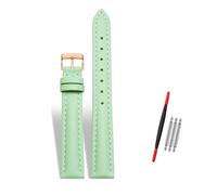 Rodsah Women's Leather Watch Band 10-22mm Adjustable, Genuine Leather Replacement Watch Strap with Pin Buckle,Light Green-Rose Gold Buckle,12mm