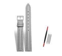 Rodsah Women's Leather Watch Band 10-22mm Adjustable, Genuine Leather Replacement Watch Strap with Pin Buckle,Grey-Silver Buckle,14mm