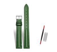 Rodsah Women's Leather Watch Band 10-22mm Adjustable, Genuine Leather Replacement Watch Strap with Pin Buckle,Green-Silver Buckle,12mm