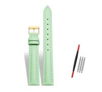 Rodsah Women's Leather Watch Band 10-22mm Adjustable, Genuine Leather Replacement Watch Strap with Pin Buckle,Light Green-Gold Buckle,13mm