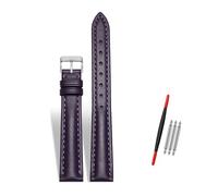 Rodsah Women's Leather Watch Band 10-22mm Adjustable, Genuine Leather Replacement Watch Strap with Pin Buckle,Purple-Silver Buckle,14mm