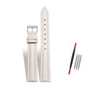 Rodsah Women's Leather Watch Band 10-22mm Adjustable, Genuine Leather Replacement Watch Strap with Pin Buckle,Beige-Silver Buckle,17mm