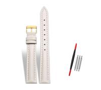 Rodsah Women's Leather Watch Band 10-22mm Adjustable, Genuine Leather Replacement Watch Strap with Pin Buckle,Beige-Gold Buckle,14mm