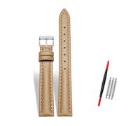 Rodsah Women's Leather Watch Band 10-22mm Adjustable, Genuine Leather Replacement Watch Strap with Pin Buckle,Light Brown-Silver Buckle,16mm
