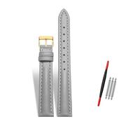 Rodsah Women's Leather Watch Band 10-22mm Adjustable, Genuine Leather Replacement Watch Strap with Pin Buckle,Grey-Gold Buckle,14mm