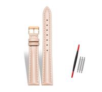 Rodsah Women's Leather Watch Band 10-22mm Adjustable, Genuine Leather Replacement Watch Strap with Pin Buckle,Pink-Rose Gold Buckle,15mm