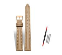 Rodsah Women's Leather Watch Band 10-22mm Adjustable, Genuine Leather Replacement Watch Strap with Pin Buckle,Light Brown-Rose Gold Buckle,18mm