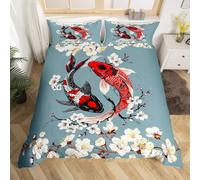 Rodths Carp Bedding King Size Duvet Cover Sets 3 pcs, Easy Care Soft Brushed Microfibre Quilt Covers with Zipper Closure, 2 Pillowcases