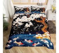Rodths Carp Bedding Super King Size Duvet Cover Sets 3 pcs, Easy Care Soft Brushed Microfibre Quilt Covers with Zipper Closure, 2 Pillowcases