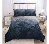 Rodths Double Duvet Cover Set 3 pcs, Tropical Plant Bedding, Easy Care Soft Brushed Microfibre Quilt Covers with Zipper Closure, 2 Pillowcases
