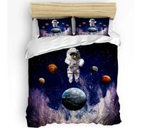 Rodths Duvet Cover Queen Size Sets 3 pcs, Astronaut Bedding, Easy Care Soft Brushed Microfibre Quilt Covers with Zipper Closure, 2 Pillowcases