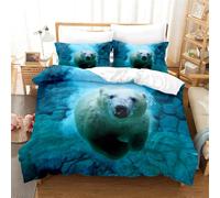 Rodths Duvet Cover Queen Size Sets 3 pcs, Polar Bears Bedding, Easy Care Soft Brushed Microfibre Quilt Covers with Zipper Closure, 2 Pillowcases