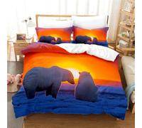 Rodths Polar Bears Bedding King Size Duvet Cover Sets 3 pcs, Easy Care Soft Brushed Microfibre Quilt Covers with Zipper Closure, 2 Pillowcases