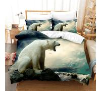 Rodths Polar Bears Bedding Single Duvet Cover Set 2 pcs, Easy Care Soft Brushed Microfibre Quilt Covers with Zipper Closure, 1 Pillowcase