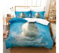 Rodths Polar Bears Bedding Single Duvet Cover Set 2 pcs, Easy Care Soft Brushed Microfibre Quilt Covers with Zipper Closure, 1 Pillowcase
