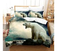 Rodths Polar Bears Bedding Super King Size Duvet Cover Sets 3 pcs, Easy Care Soft Brushed Microfibre Quilt Covers with Zipper Closure, 2 Pillowcases
