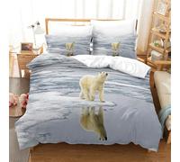 Rodths Polar Bears Duvet Cover Queen Size Sets 3 pcs, Easy Care Soft Brushed Microfibre Quilt Covers with Zipper Closure, 2 Pillowcases