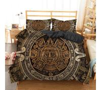 Rodths Super King Size Duvet Cover Sets 3 pcs Aztec Mayan Culture Bedding, Easy Care Soft Brushed Microfibre Quilt Covers with Zipper Closure, 2 Pillowcases